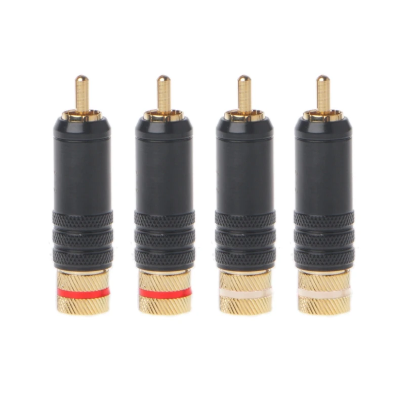 

OOTDTY 4pcs/Lot New Gold Plated Copper RCA Plug Mayitr Durable RCA Connector Screws Soldering Locking Audio Video WBT Plug