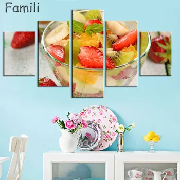 

5pcs Fruit Restaurant Paintings, Food Wall Art, Chocolate Modern Picture, Minimalist Decoration Canvas Prints, Home Kitchen Deco