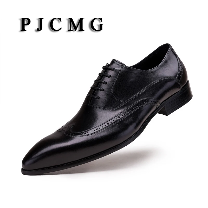 PJCMG/Новинка; модные черные/красные оксфорды; торжественное платье на шнуровке; острый носок; Натуральная тисненая кожа; деловая Мужская Свадебная обувь