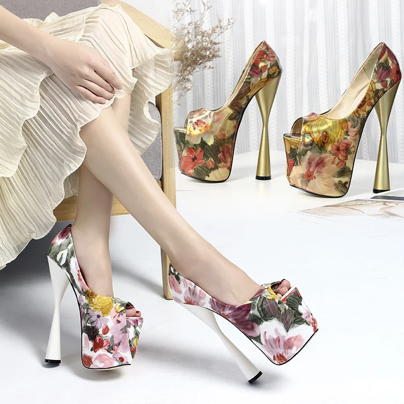 

Sexy Women Sandals Summer Thick Heel 20cm Ladies Platform Sandal Leather Flower 43 Size Wedge Party Women's Shoes Large Size