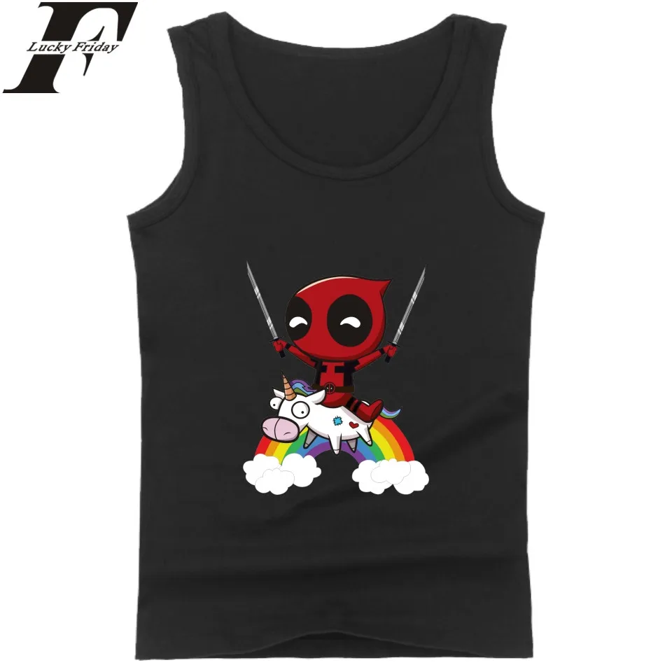 

LUCKYFRIDAYF 2017 Unicorn Funny Summer Men Outwear Vest Tank Tops Bodybuilding Fitness Workout Casual Men's Tops Streetwear 4XL