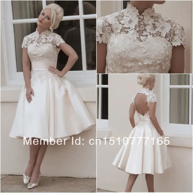 Knee Length a Line Wedding Dress