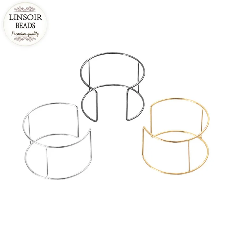 LINSOIR 6 шт./лот Браслет-манжета золотого цвета черного родия заготовка для браслета
