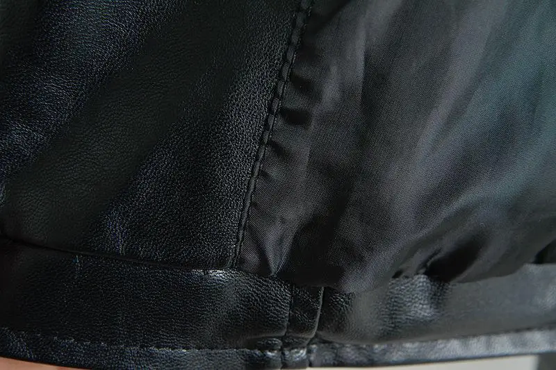 Черная Женская куртка из искусственной кожи с длинным рукавом