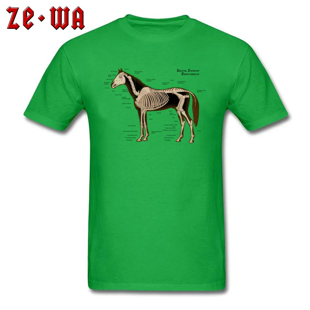Casual Horse Anatomy Top T-shirts Brand Summer Short Sleeve Crewneck Tops Shirt Cotton Fabric Men Normal Tee Shirts Horse Anatomy green