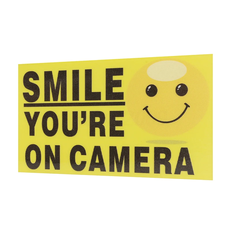 5Pcs/lots 9x5cm Vinyl Smile You're On Camera Video Alarm Safety Stickers Signs Decal