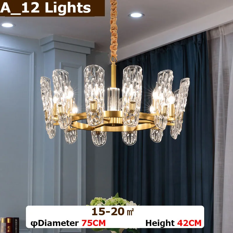 Роскошные Современные хрустальные люстры для Гостиная Светодиодная лампа для спальни Медь светодиодные лампы для вилл комнатное освещение светильник