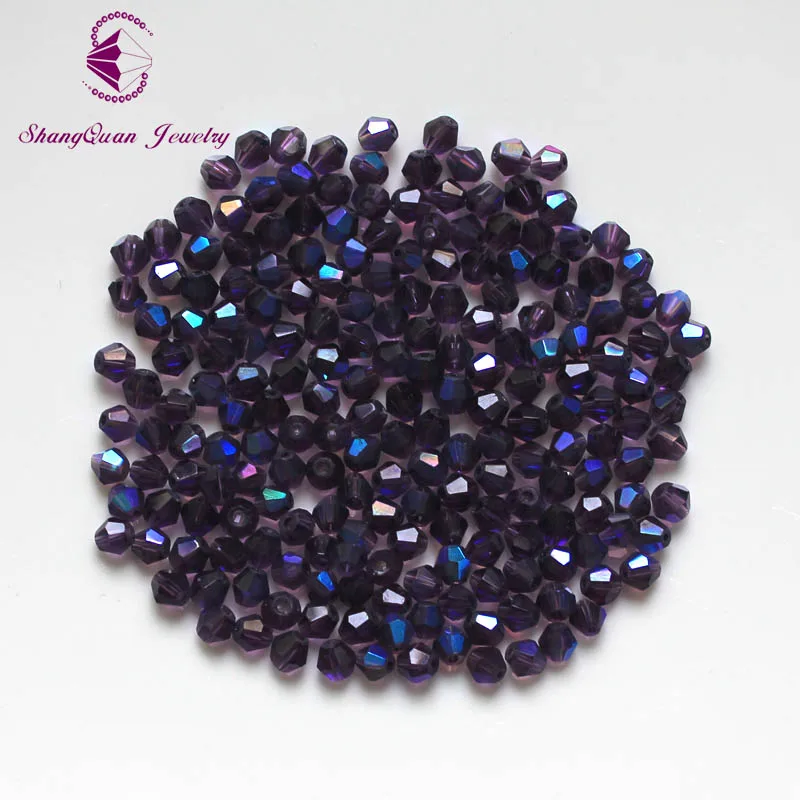 Бусины Shangquan Bicone Crystal AB 200 шт./лот 4 мм чешские стеклянные бусины россыпью с гранями