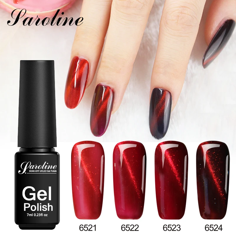 

Saroline 3D Cat Eyes Gel Polish Long Lasting Red Cat's Eye UV Gel Nail Varnish Soak Off Magnetic Nail Gel PolishSemi-permanent