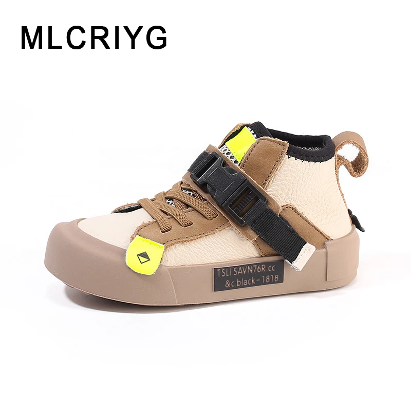 

Autumn Kids High Sport Sneakers Children Black Shoes Baby Girls Genuine Leather Casual Sneakers Boys Soft Brand Sneakers Trainer