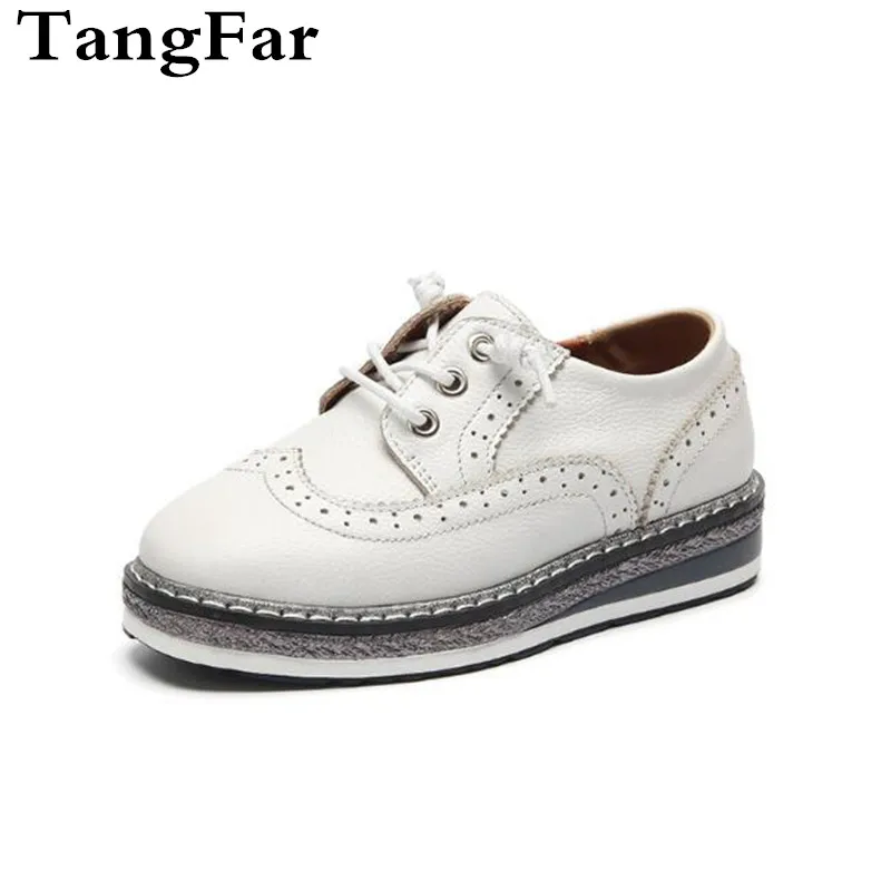 

Hot Boy Girl Genuine leather Lace Up Sneakers Platform Mid-heel Black White Sapato Infantil British Style Baby Causal Shoe