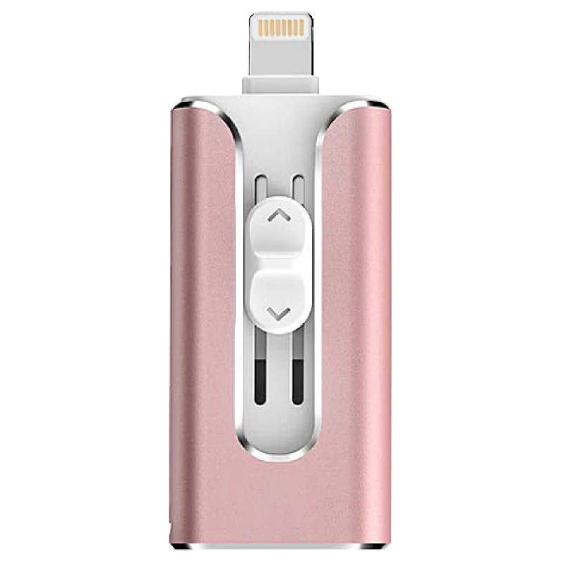 USB флеш-накопитель USB флешка для iPhone Xs Max X 8 7 6 iPad 16/32/64/128 GB карта памяти USB ключ MFi Lightning Pen Drive 256gb - Цвет: Розовый