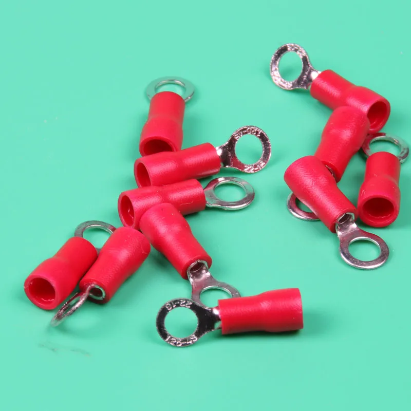 

10pcs RED 22-16 AWG 0.5-1.5mm Insulated Ring Terminal Connector RV1.25-4S