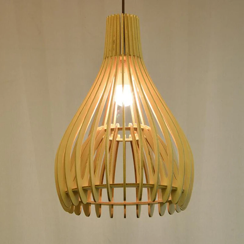 

Modern minimalist personality wood creative double solid wood cage living room chandelier villa lamp lighting bird cage lamp