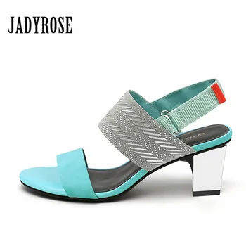 

Jady Rose 2019 Casual Summer High Heel Sandals Women Dress Party Shoes Woman Leather Footwear Gladiator Open Toe Mujer Sandalias