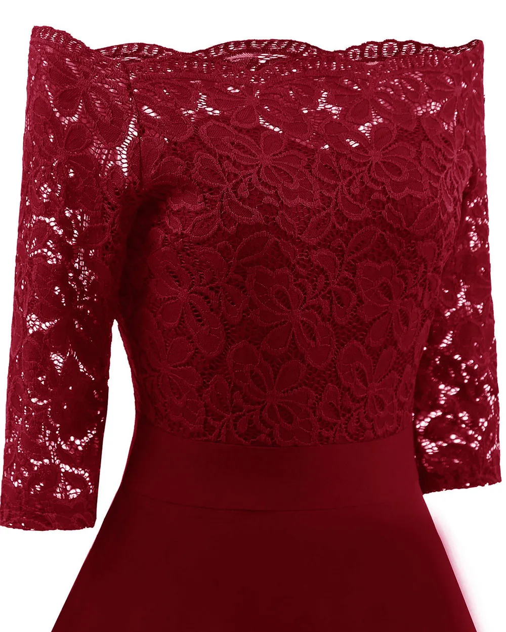 JAYCOSIN женское платье с кружевной панелью весеннее винтажное свободное платье с открытыми плечами элегантное однотонное красное миди вечернее платье vestidos Mujer