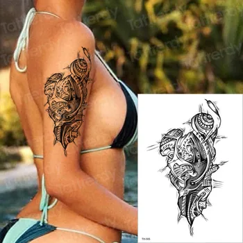 

tattoo temporary waterproof gangster tattoos mechanical 3D halloween tattoo fake men arm shoulder tattoos sleeves black tatto
