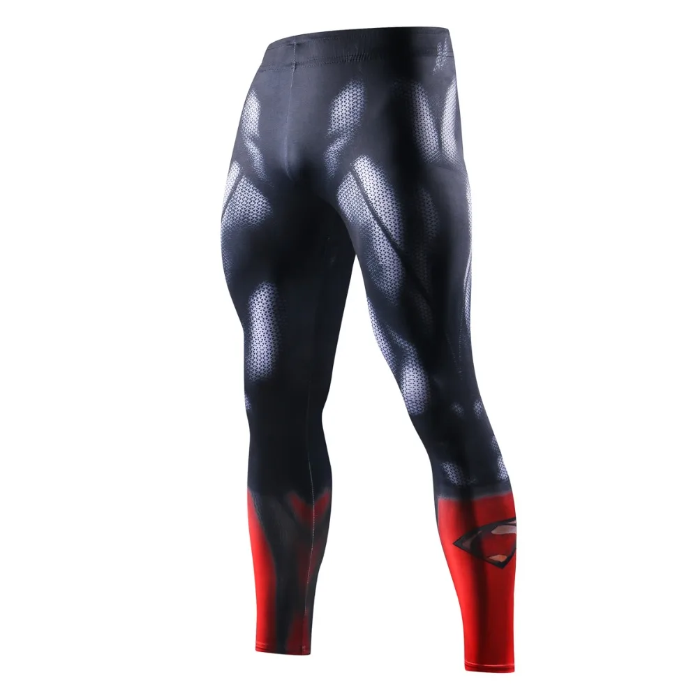 Новые обтягивающие спортивные брюки Супермена, утягивающие брюки для мужчин, модные леггинсы для бега, мужские 3D фитнес-пот брюки, эластичные мужские брюки