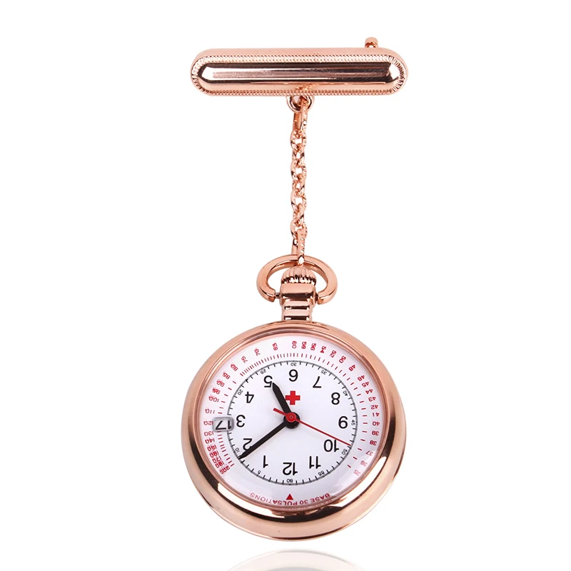 ALK Fob Nurse Watch Pocket Date Quartz Watches Calendar medical gift for hospital Clock Brooch Medical Rose Gold Silver