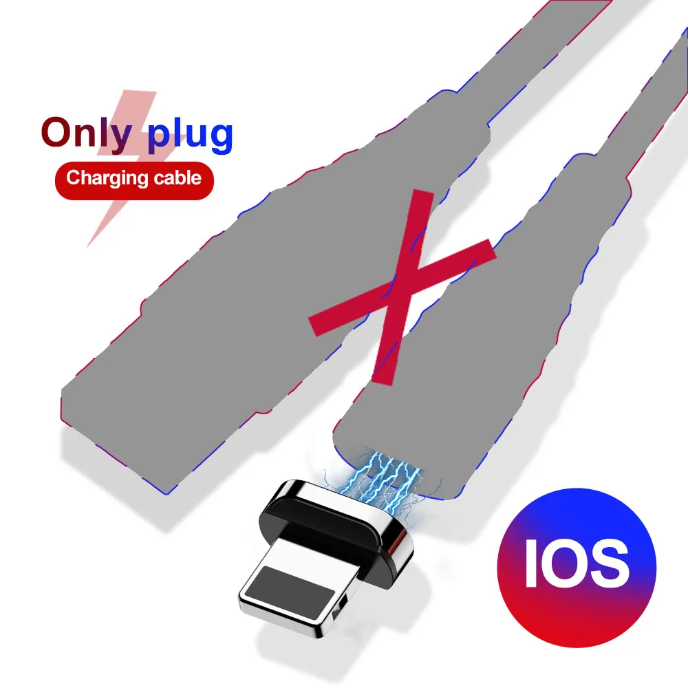 Магнитный Micro USB кабель Marjay 3A быстрое зарядное устройство для iPhone магнитное зарядное устройство usb type-C кабель синхронизации данных провода мобильных кабелей Microusb - Цвет: IOS Plug