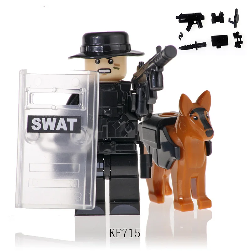 8Pcs Building Blocks Military War Police Series Special Policeman Army Interpol Action Figures Toys Gift For Children 