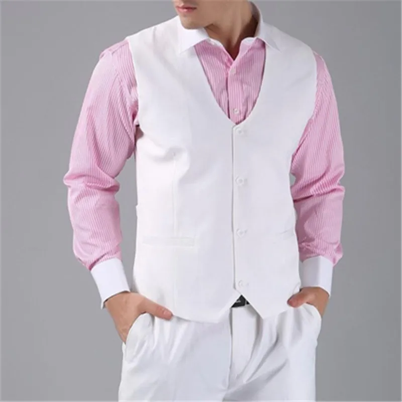 New Fashion Best Men British Style Men Vests Costume Made White Man