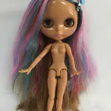 Цельная кукла без одежды blyth кукла разноцветные волосы черная кожа Заводская кукла подходит для DIY Изменить игрушка BJD для девочек