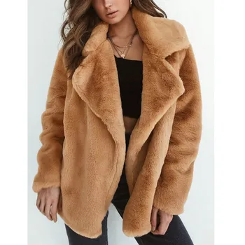 

Autumn Winter Warm Fleece Fur Coats Hot Sale Women Clothes Loose Soft And Comfortable Cardigan Outerwear Tops Long Sleeve