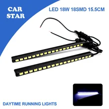 Free Shipping 2PCS/SET Daytime Running Lights Car Auto LED DRL 2*9W 18SMD 5730 15.5CM Ultra White 100% Waterproof DRL High Power