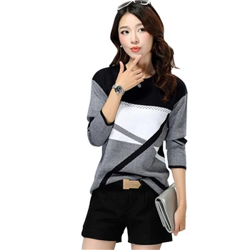 

2018 Women Casual O-Neck Knitted Pullover Spring Autumn Winter Female Knitted Sweater Plus Size Bottoming Shirt Free Shipping