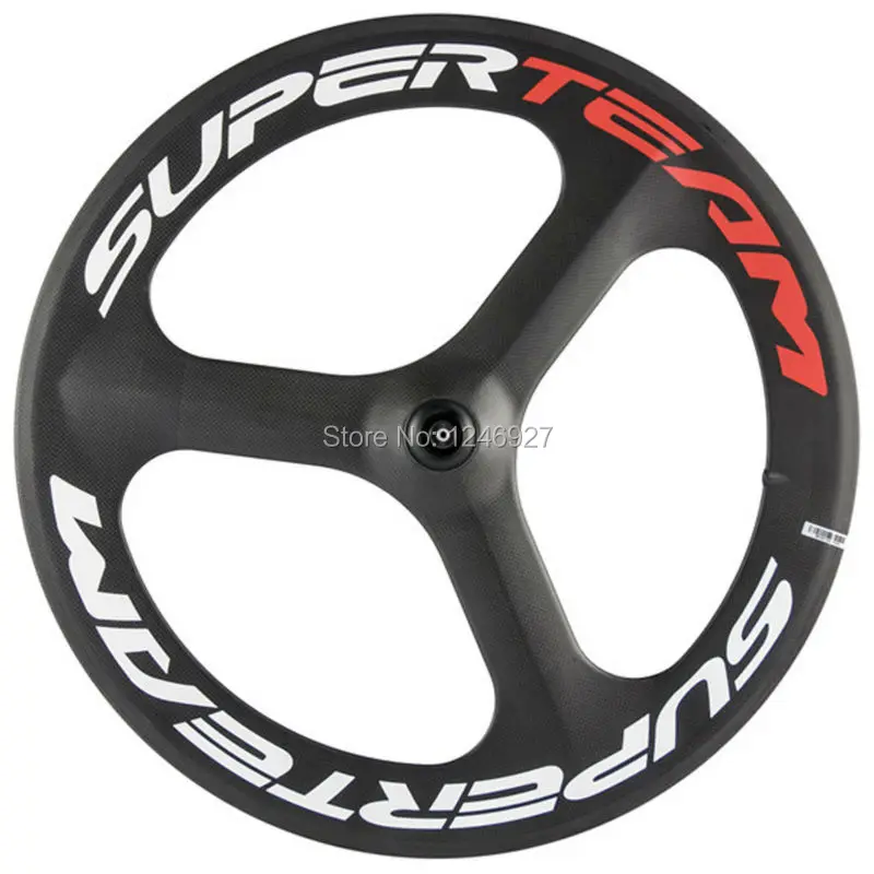 Sale Fixed Gear Superteam Carbon Wheelset Tri Spoke Wheel 70mm Clincher Carbon Wheels Road Bike Track Bike 3 Spoke Wheel 3