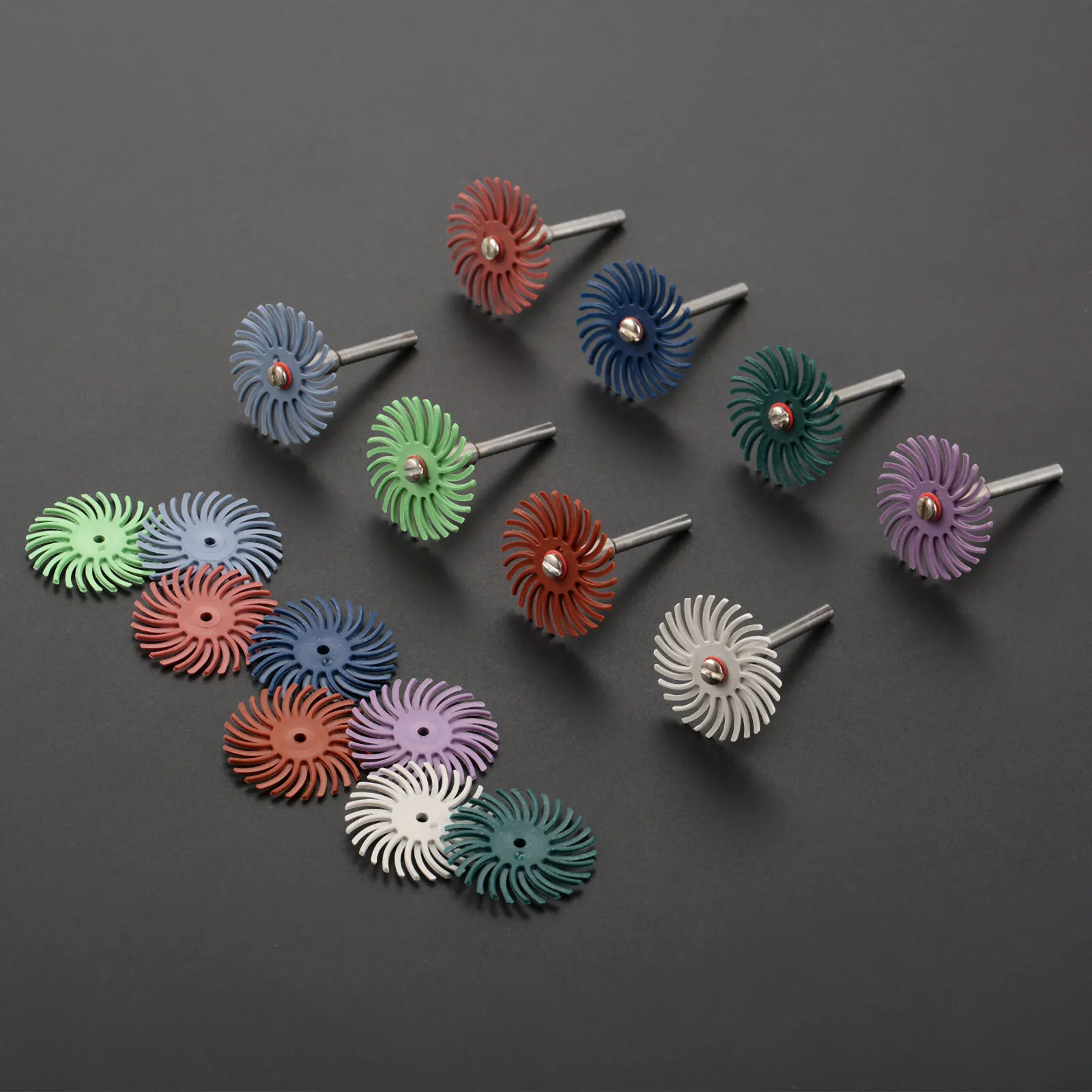 DRELD 10Pcs Dremel Accessories Abrasive Brush Radial Bristle Polishing Buffing Wheel Mixed Grit +2pcs Mandrel for Rotary Tools