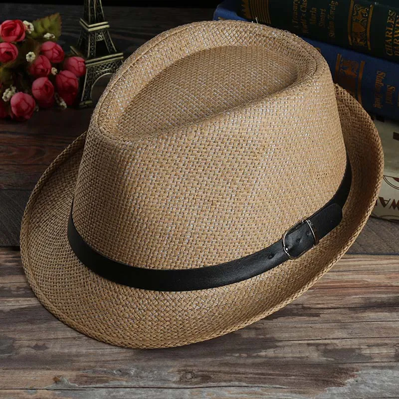 

1PC Korean Fashion Spring/Summer Multicolor Unisex Couple Jazz hat Panama Gangster Cap Weave Beach