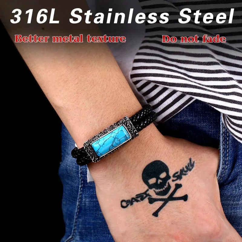 Одна деталь продажи, кожаный браслет для мужчин Панк человек хип-поп Jewelry высокое качество BC-L008