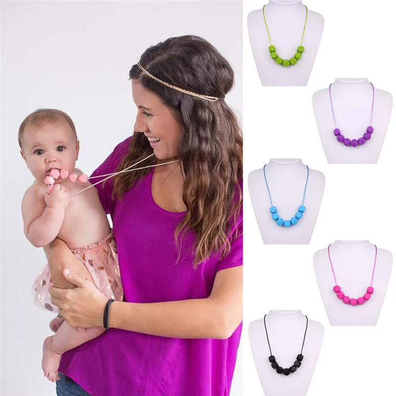 Necklace Shaped Baby Teether Food Grade Silicone Chewable Toys Novel ...