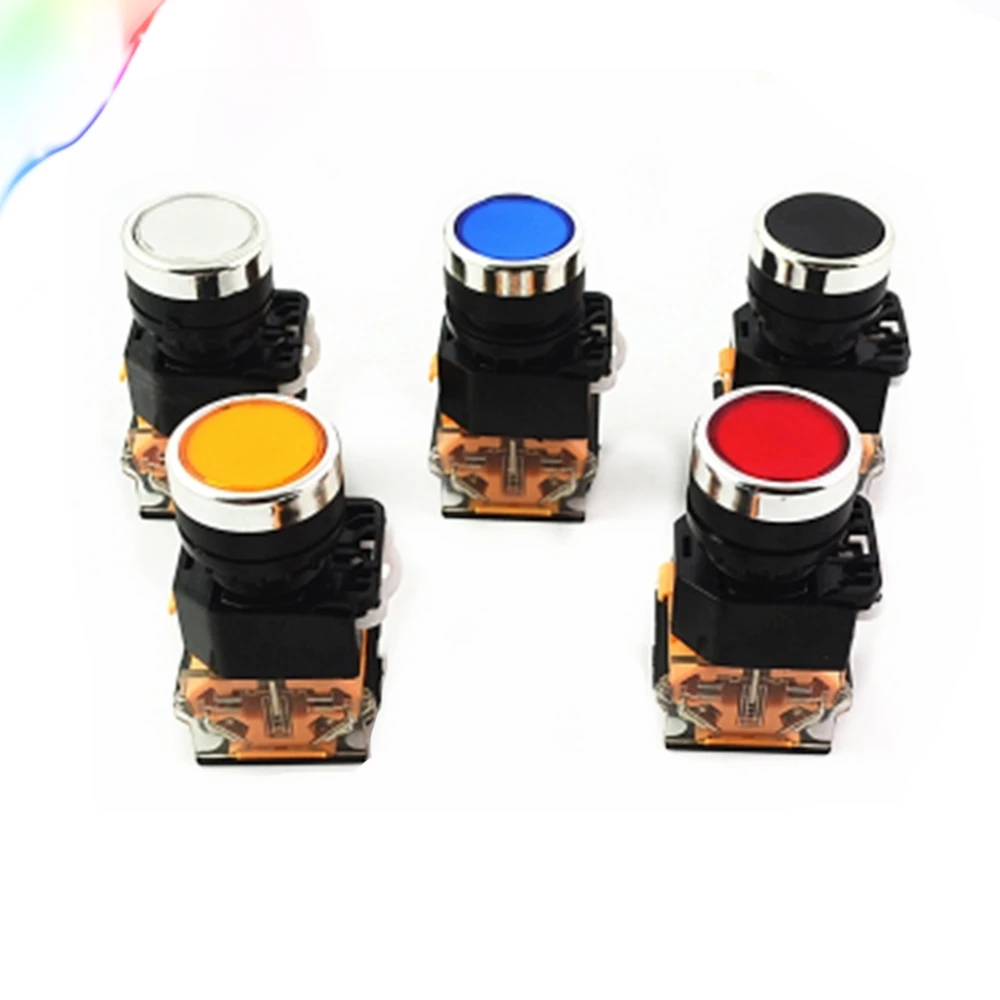 

1PCS LA38 22mm Flat head Pushbutton switch 1NO 1NC Momentary Push button switches LA38-11