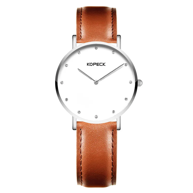

Fashion 6mm Super Thin Dial Ldaies Wrist Watch Genuine Leather Clock Sapphire Mirror 30M Waterproof Women's Quartz Watches