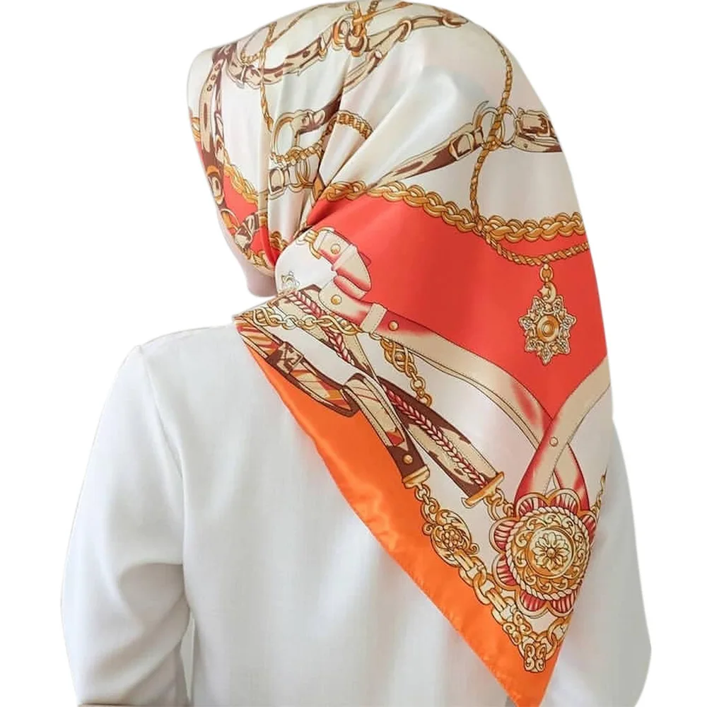 90X90 см модные стильные женские квадратные шарфы мягкие шелковые шали с цветочным принтом 40 цветов Летний шейный платок - Цвет: Style 26