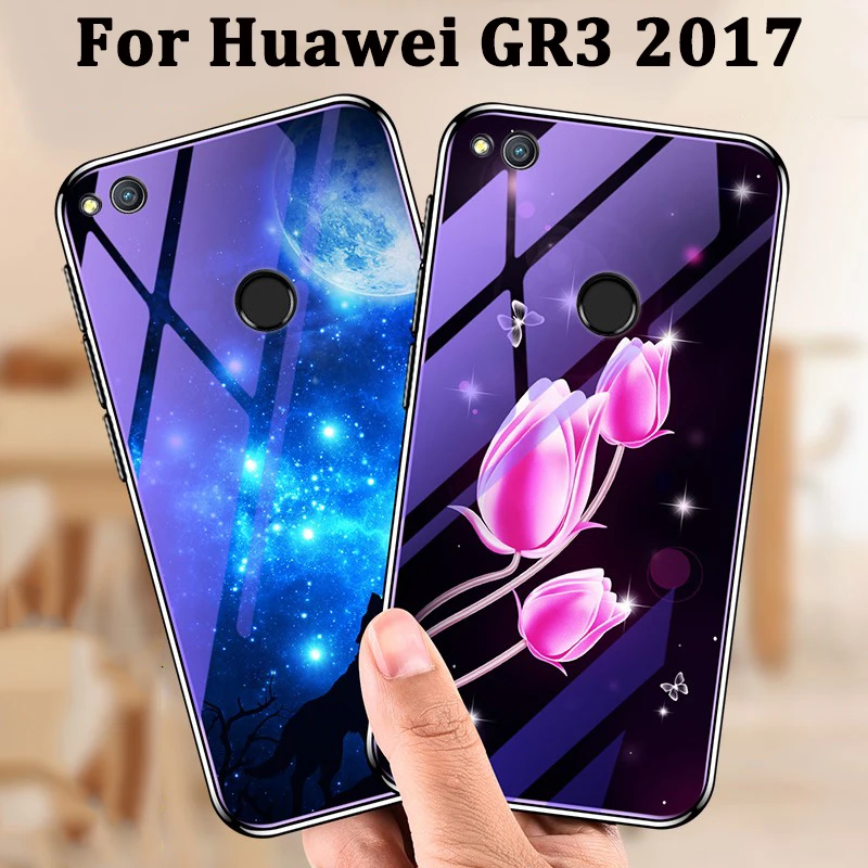 Raffinaderij Sympton Voor u Voor Huawei GR3 2017 case cover cartoon blauw Gehard Glas achterkant Voor Huawei  GR 3 2017 telefoon gevallen Voor huawei GR3 2017 coque|Telefoonbumper| -  AliExpress