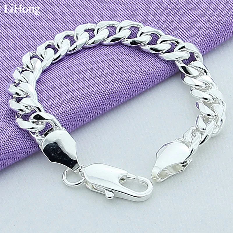 

Men's Silver Plated Jewelry Silver Color Retro Chain Bracelet Thick Bracelet Cuban Bracelet 10MM20cm Bracelet