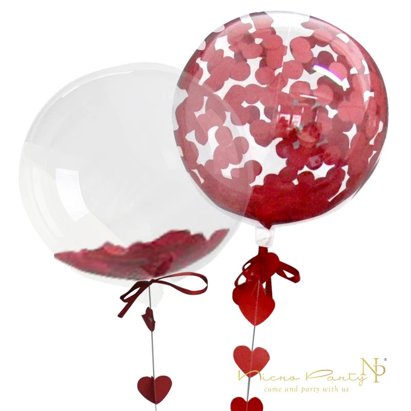 

Nicro 1 Set 18'' Red Confetti No Wrinkle Transparent Balloons 3D Lips Heart Paper Party Circle Garland DIY Wedding Decor #BS04