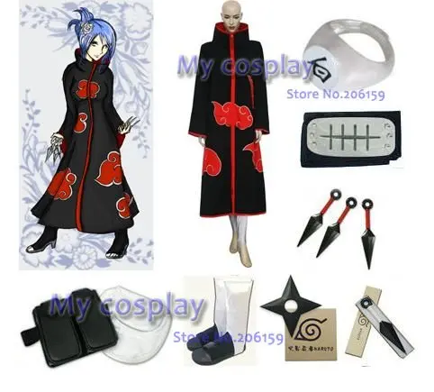 

Apparel Naruto Akatsuki Konan Cosplay Costume with Accessories Set Free Shipping