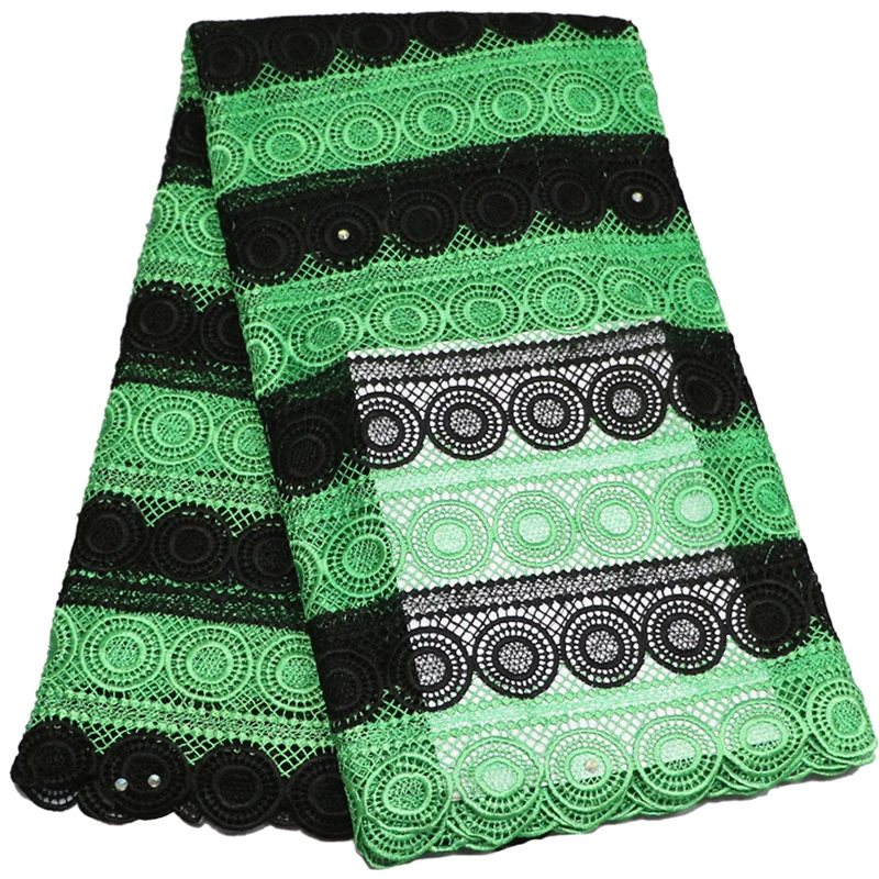 

fashion water soluble lace elegant African guipure lace fabric green black cord lace for high quality dress (5yards/pc) WLF09
