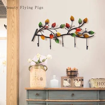 

American door porch key hook modern decorative coat rack wall home wall decoration creative wrought iron coat hook free mail