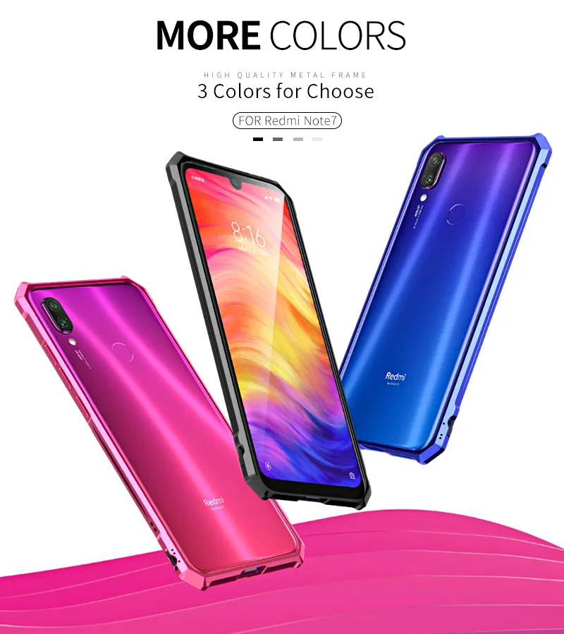 OMEVE для Xiaomi Redmi Note 7 бампер чехол Redmi Note7 Pro Алюминиевый сплав металлический каркас бампер чехол для Redmi Note 7 Pro 6,3 дюймов