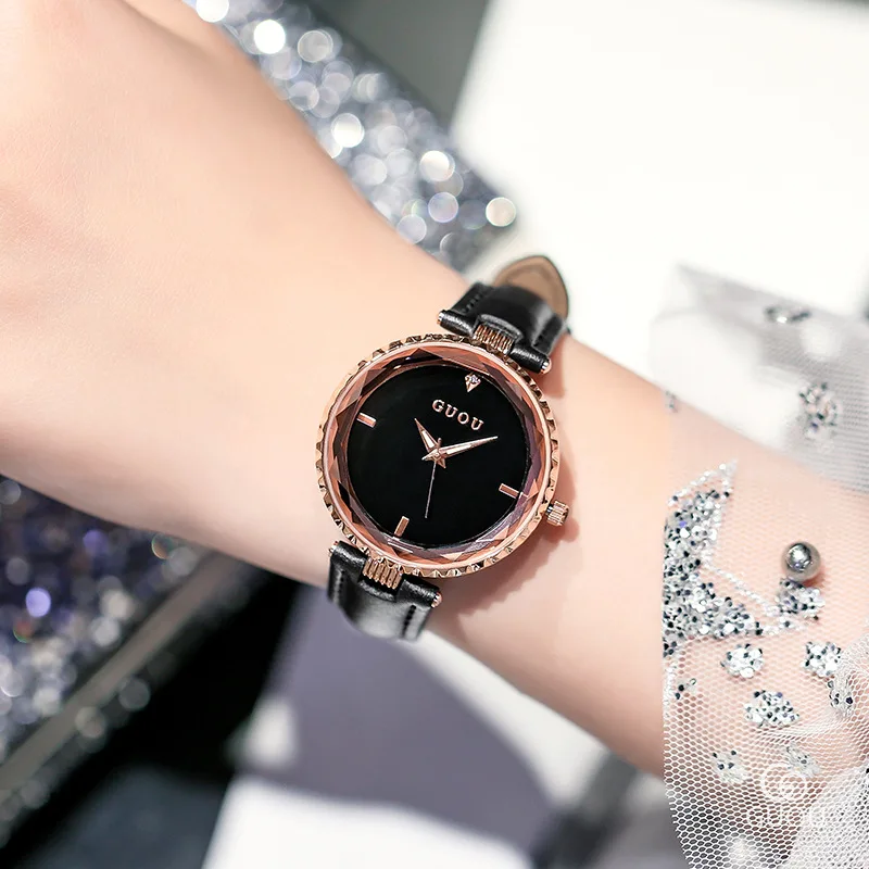

Guou relogio feminino Quartz Wrist watches For women Luxury Fashion Rose Gold Watch 2018 Clock Waterproof Leather Woman Watch