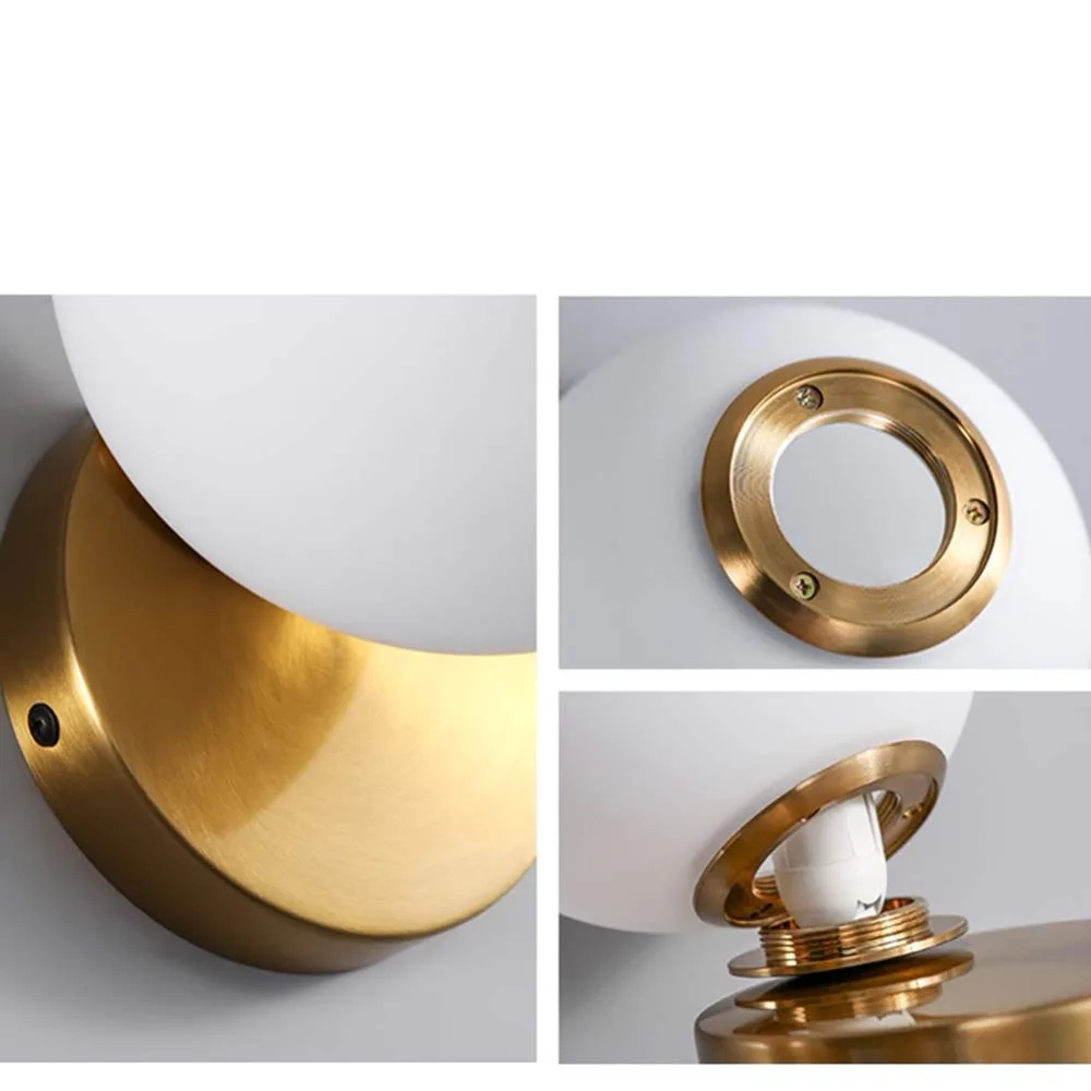 Online Globus Glas Wandleuchte, Frost Weiß mit Messing Finish, Ball Wand Licht für Nacht, Korridor, gang, Treppe, Restaurant