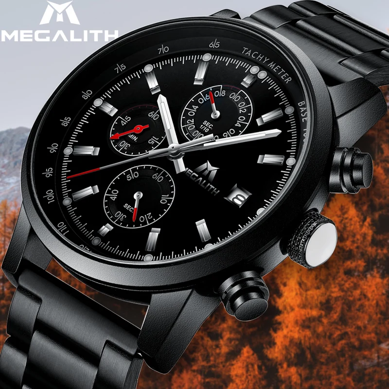 

MEGALITH Waterproof Men Watch Automatic Hot Sale Brand Watch Daily Gift Wristwatch Leather Band Date Quartz Watches Clock Reloj