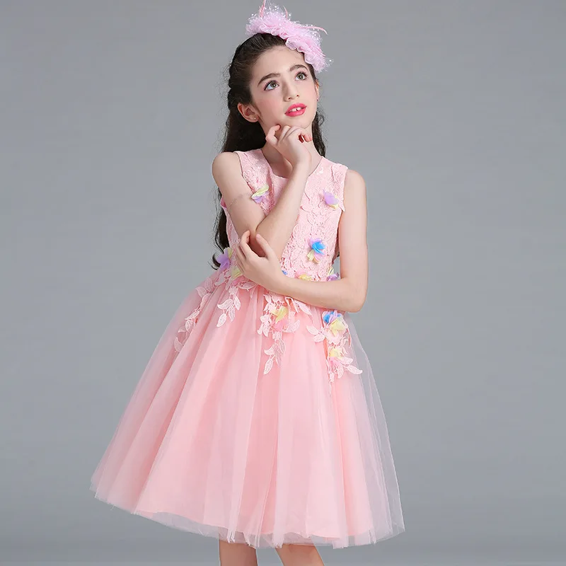 Flower Fairy Girls Dress Net yarn Wedding Pageant 2017 Summer Princess