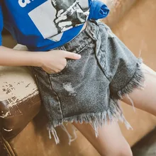 Новые детские джинсовые шорты для девочек, коллекция года, брендовая летняя детская одежда для маленьких девочек, повседневные джинсовые шорты с высокой талией, детская одежда